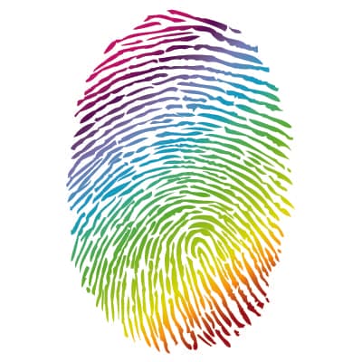 Rainbow coloured fingerprint image