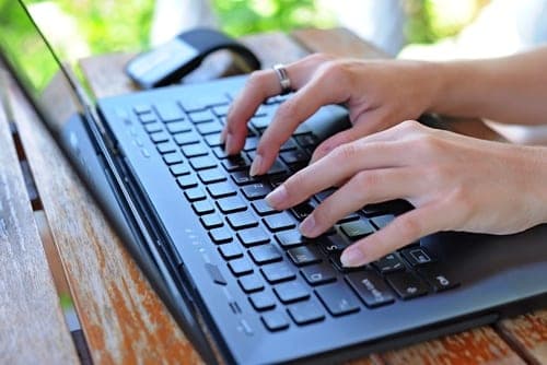 person working on laptop