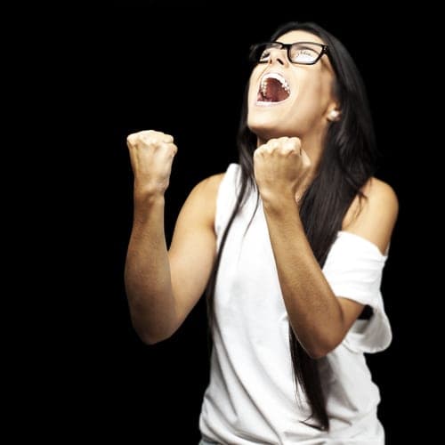 woman cheering herself