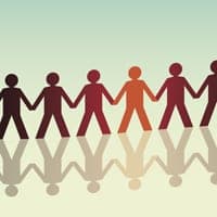 paper cut out people holding hands