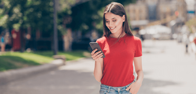 a girl receiving effective text SMS marketing message