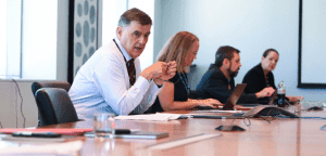 Australian Chief Medical Officer Brendan Murphy speaks to Chief Health Officers from states and territories during a meeting of the Australian Health Protection Principal Committee (AHPPC) at the Australian Department of Health in Canberra, Monday, March 16, 2020. (AAP Image/Lukas Coch)