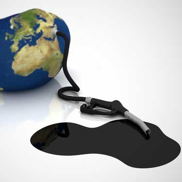 World with Australia leaks oil or petrol from a pump