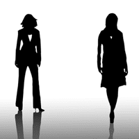 Silhouettes of two women
