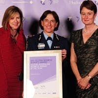 Catherine Burn holding businesswomen's award