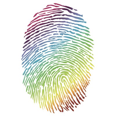 Rainbow coloured fingerprint image