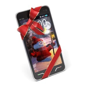 Mobile phone with Santa on the screen