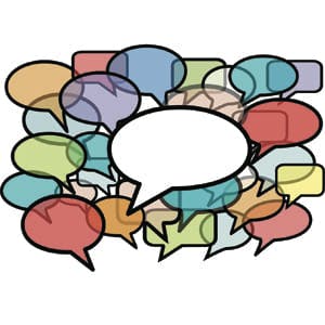 Talk over noise speech bubbles social media