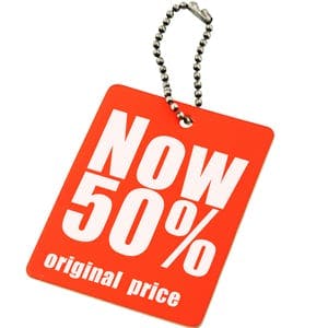 Retail price tag 50% off