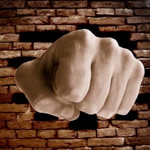 first punching through brick wall