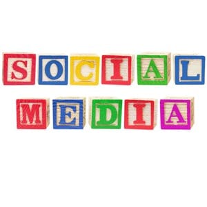 social media spelled in coloured blocks
