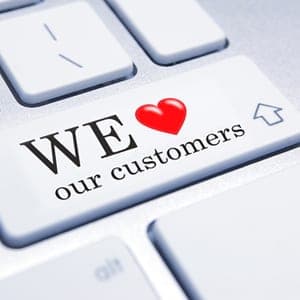 we love our customers computer button