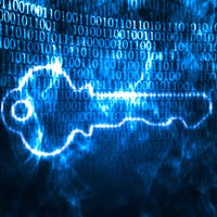 Image of a key in front of business data