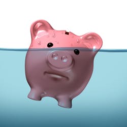 piggy bank floating in water
