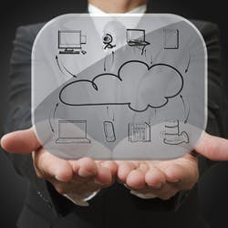 Man holding a cloud computing diagram in his hands