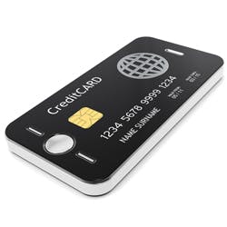 Mobile phone with credit card on the front