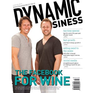 June issue of Dynamic Business magazine cover, featuring Vino Mofo founders