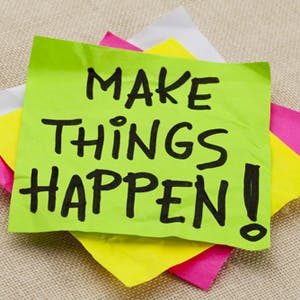 "Make things happen" written on a post-it