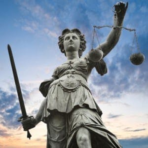 Statue of justice, holding scales