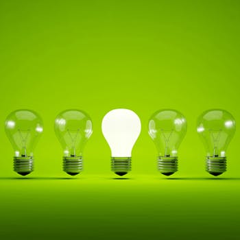 Lightbulb on green background