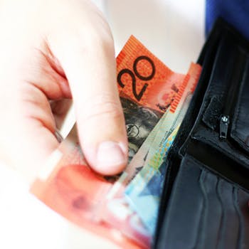 Australian dollars in a wallet