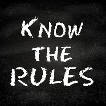 "Know the rules" written on chalkboard