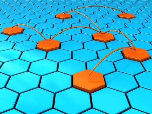 orange squares connecting on blue squares