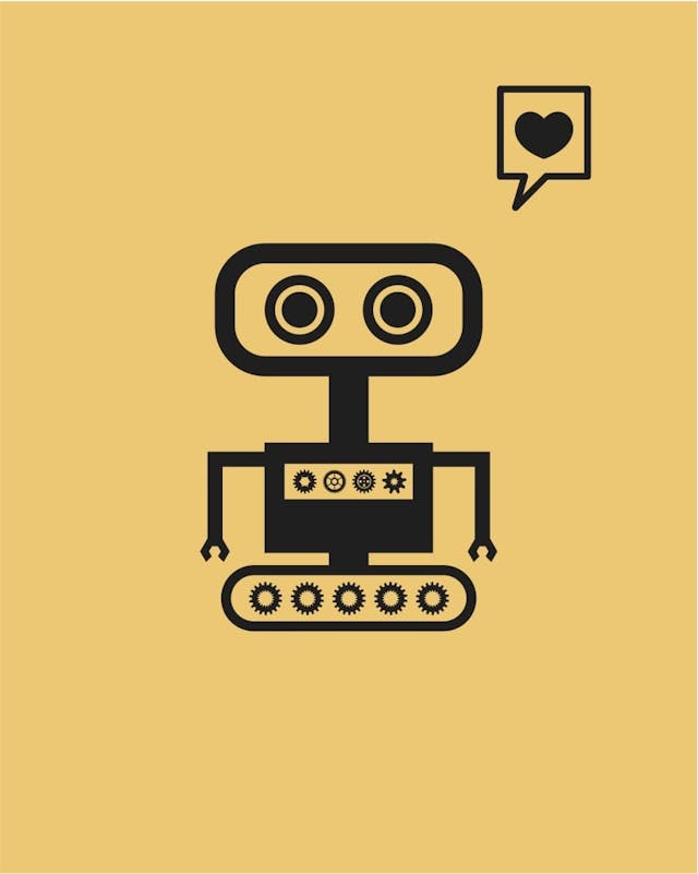 robot thinking of love heart