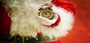 Santa holding alarm