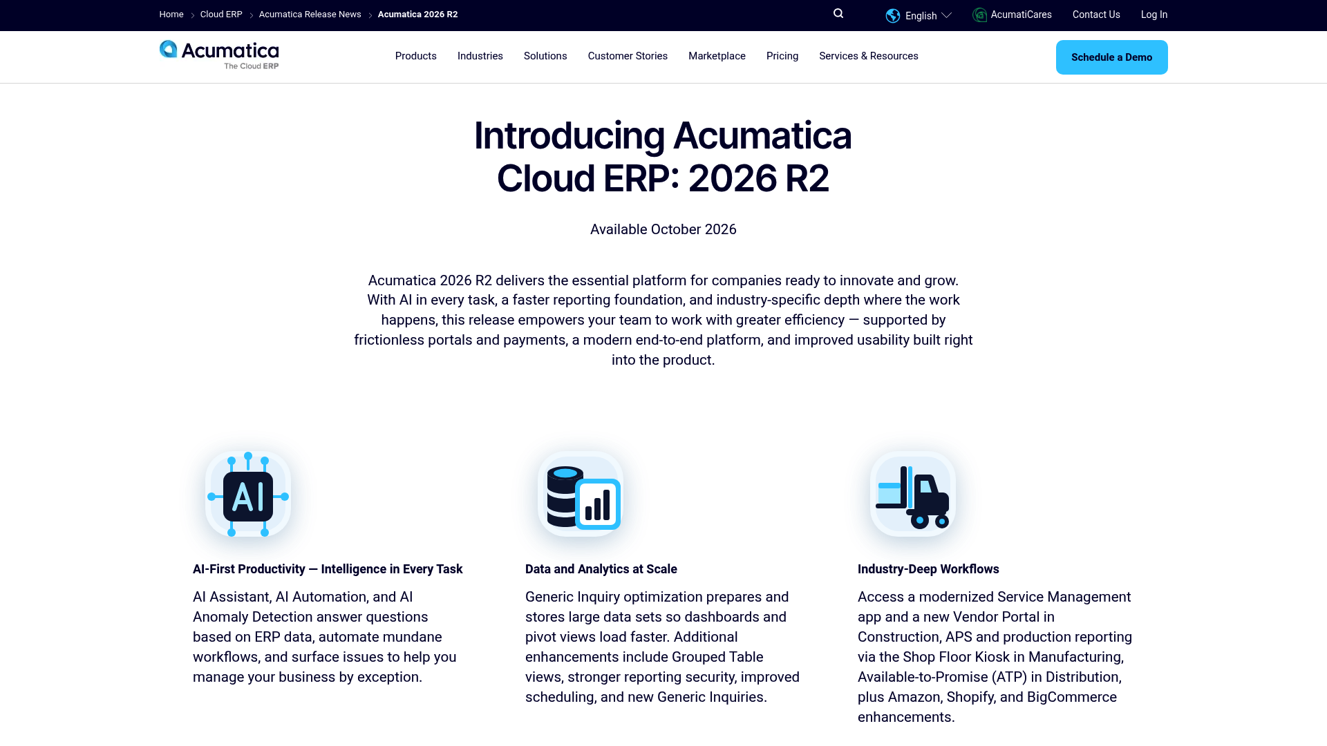 Acumatica 2026 R2 Empowers Industry-Specific Growth
