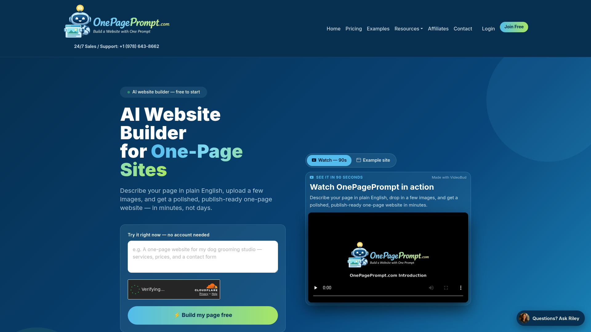 OnePagePrompt: AI-Powered Single-Page Landing Creator