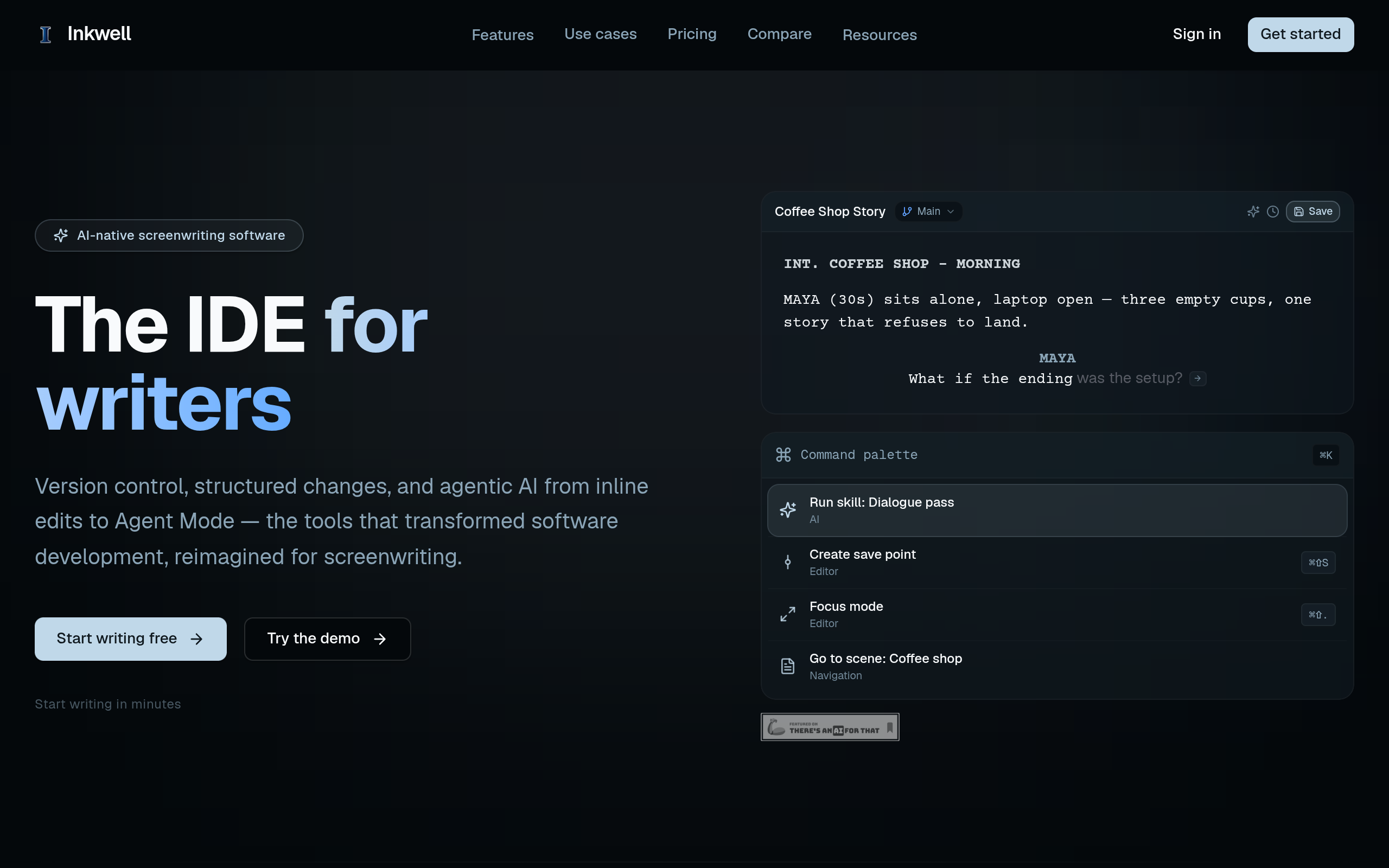 Inkwell: AI Screenwriting Platform with Version Control