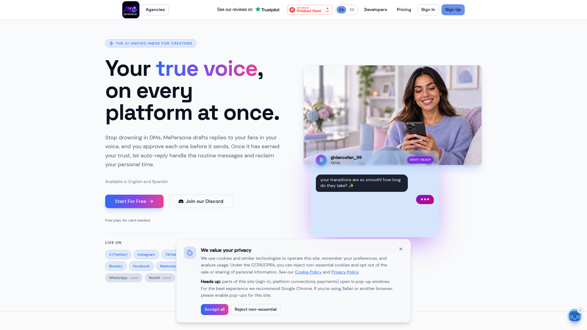 MePersona: AI Content Assistant for Creators