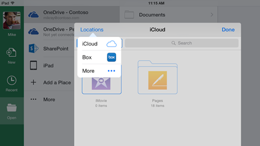 Microsoft Office iOS apps further integrated with online storage