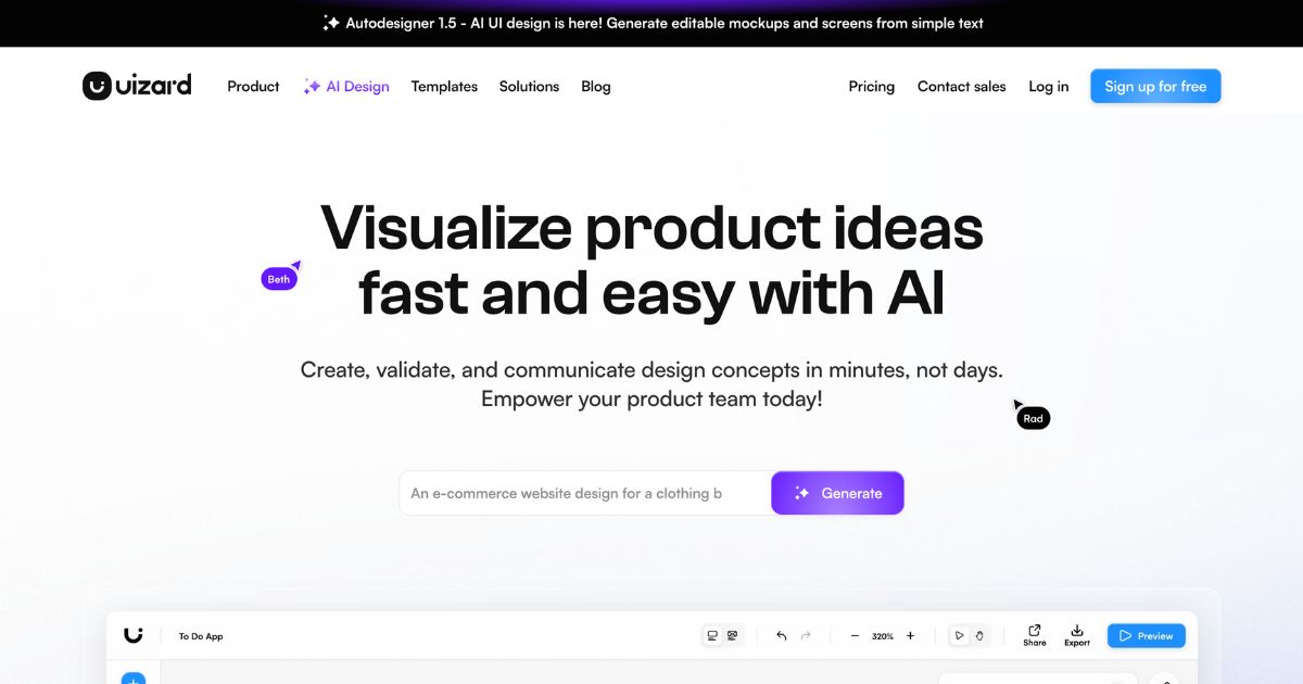 Uizard: From ideas to designs with AI