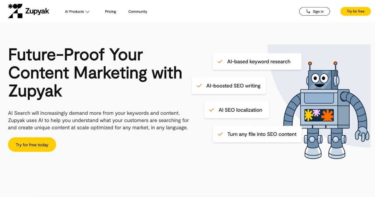 Zupyak: AI content marketing tool