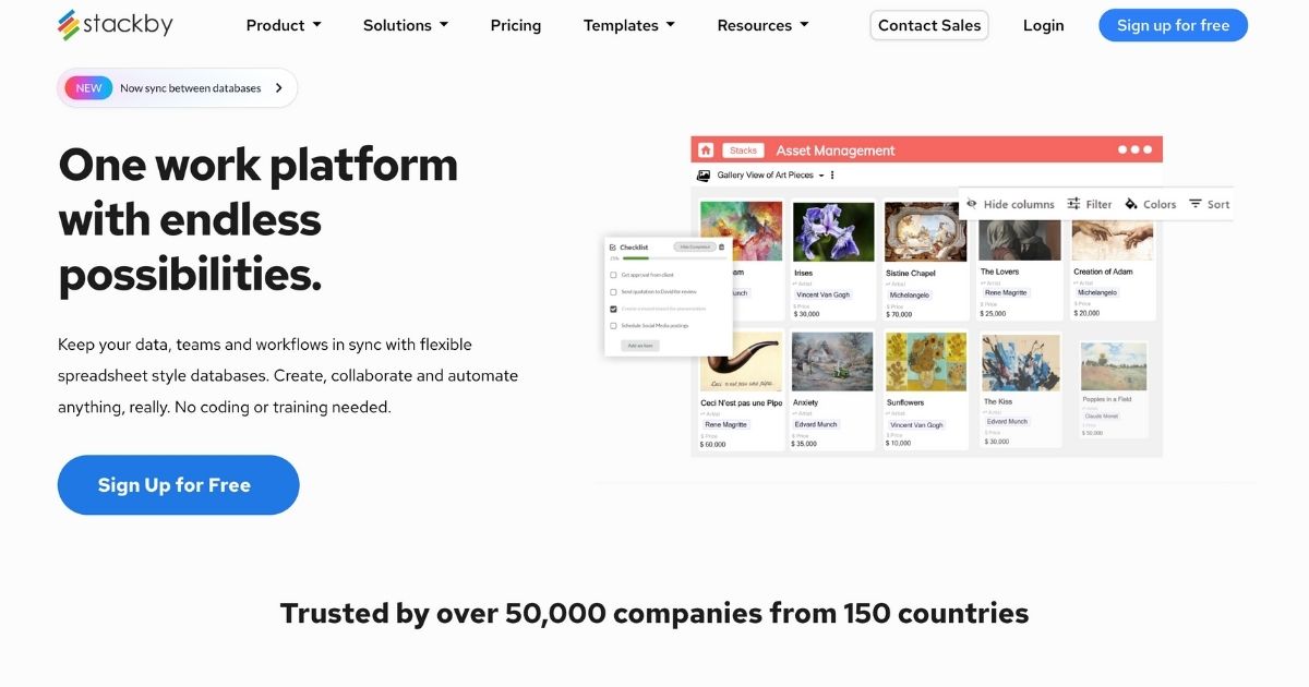 Stackby: Comprehensive no-code database
