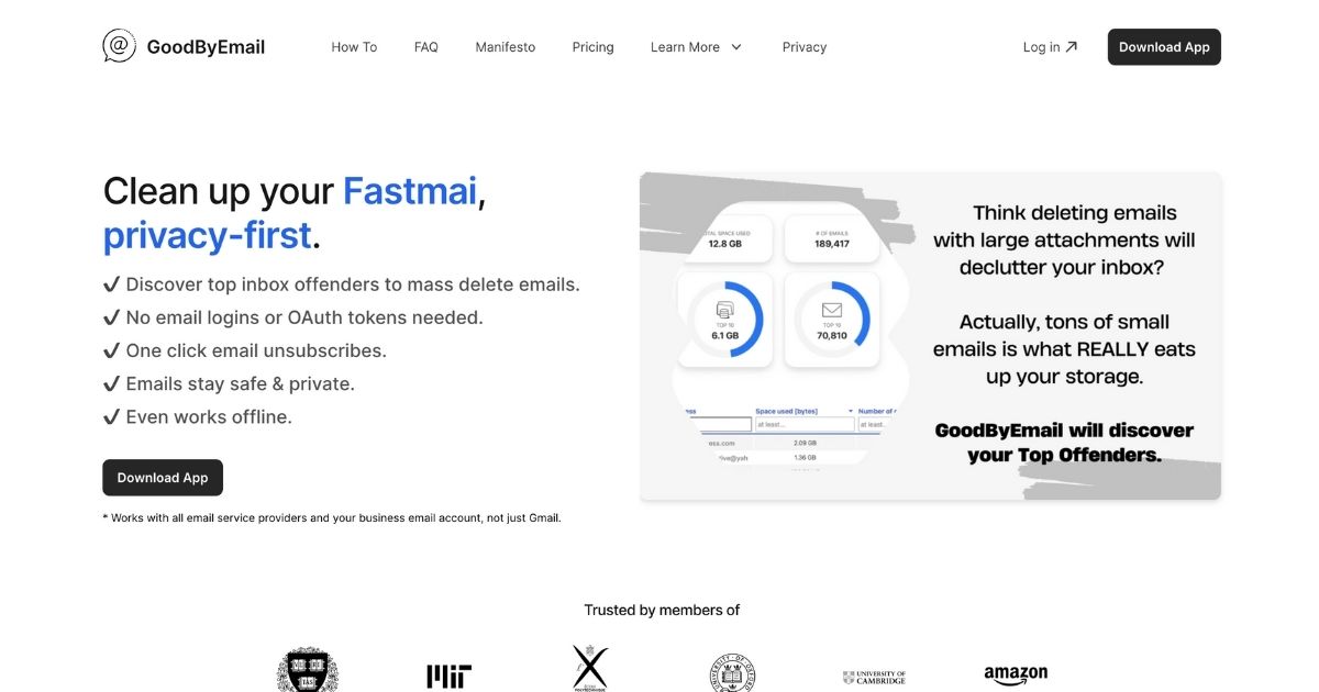 GoodByEmail: Secure email inbox cleaner