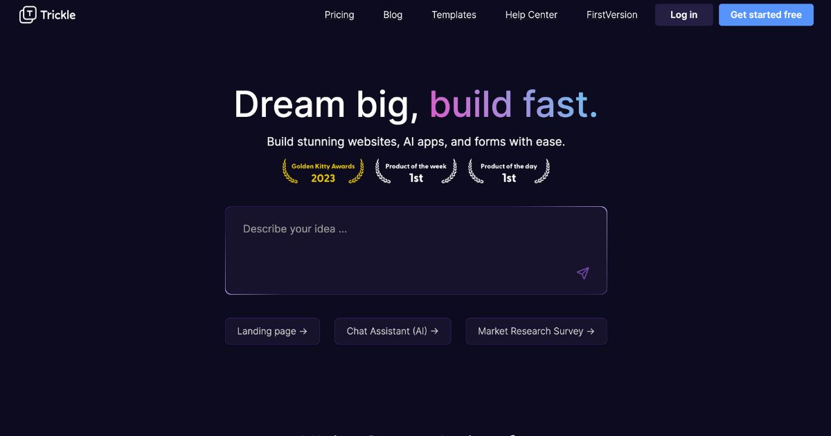 Trickle: AI-powered website creation tool