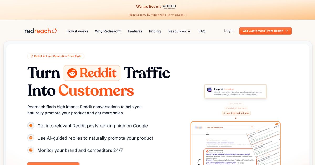 Redreach: AI-powered Reddit lead generation