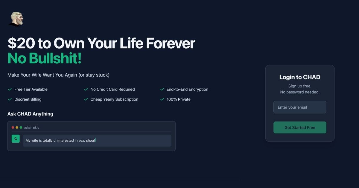askCHAD.io: AI Advisor for Men