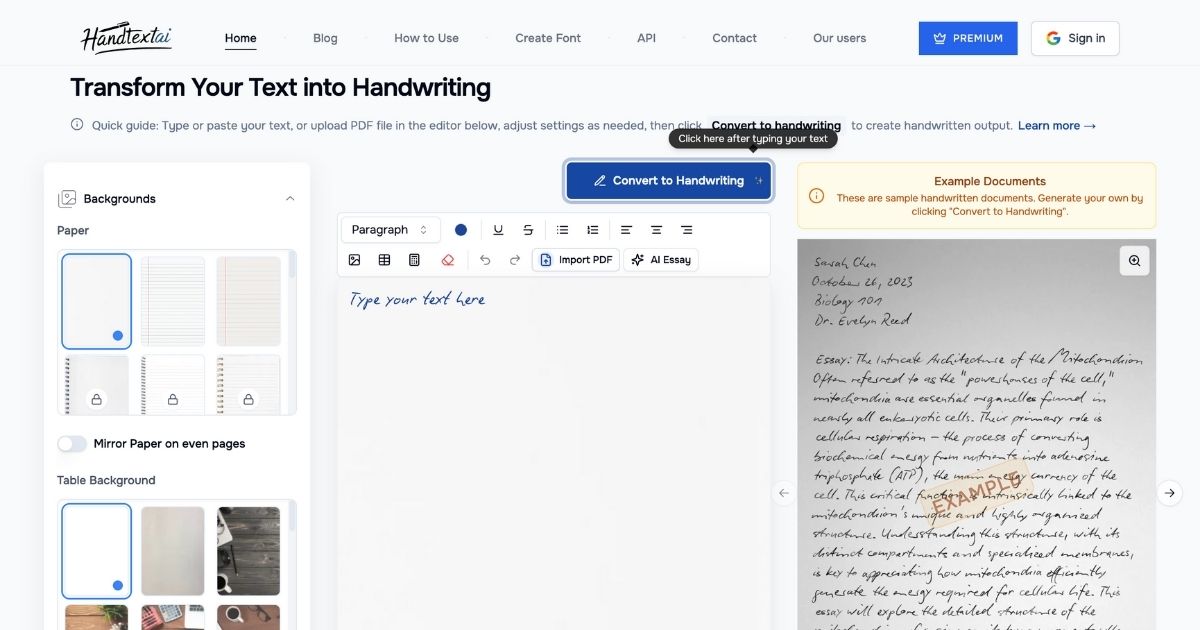 HandtextAI: AI Handwriting Tool for Realistic Documents