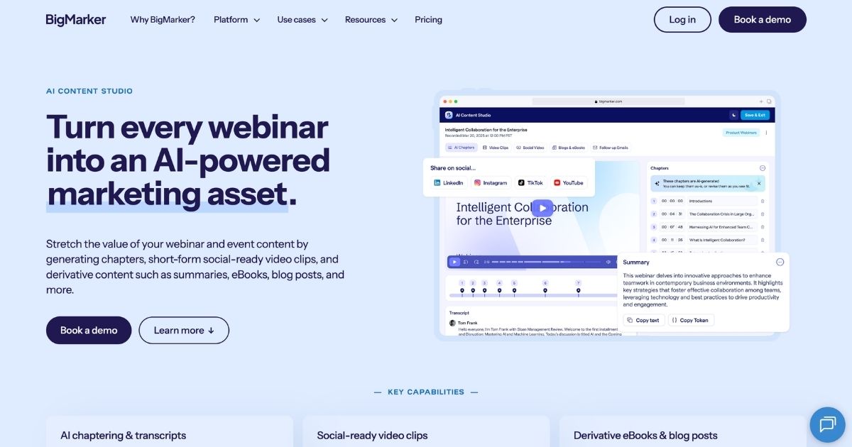 BigMarker’s AI Content Studio Streamlines Webinar Repurposing