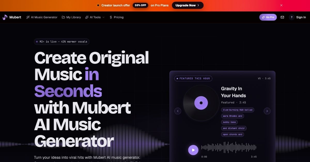 Mubert: AI-Driven Royalty-Free Music Platform