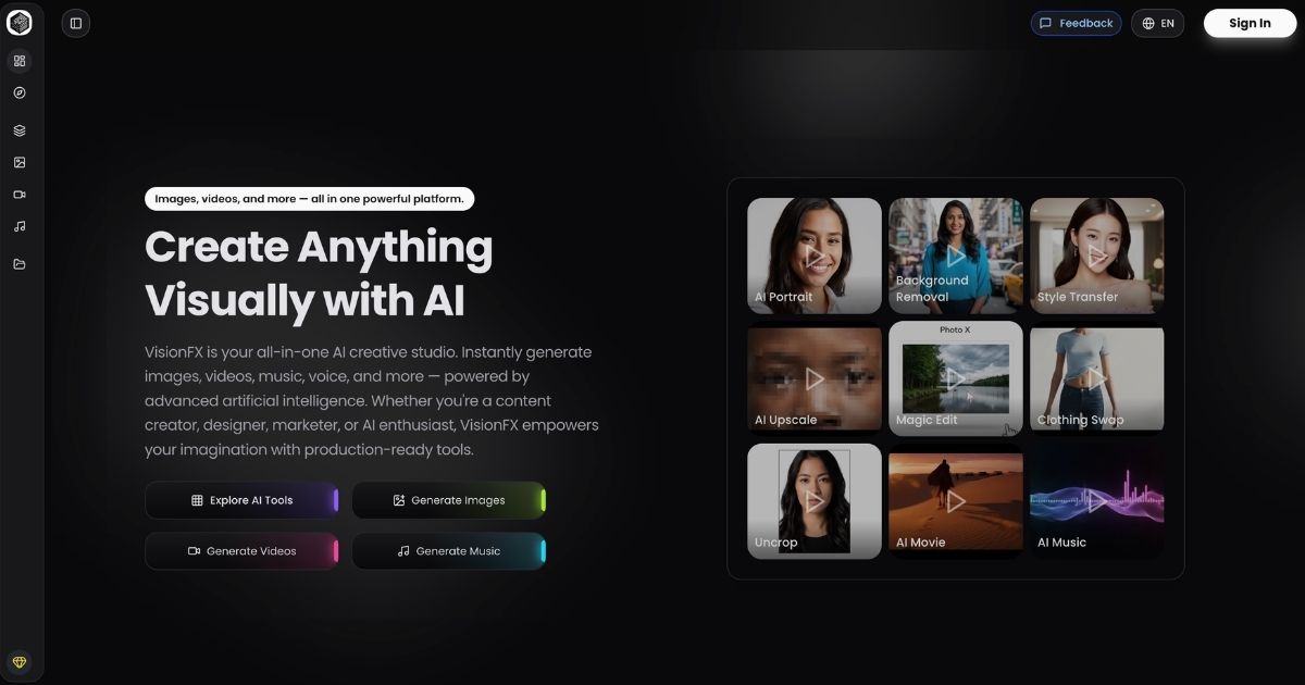 VisionFX: AI-Powered Creative Studio Enhancing Content