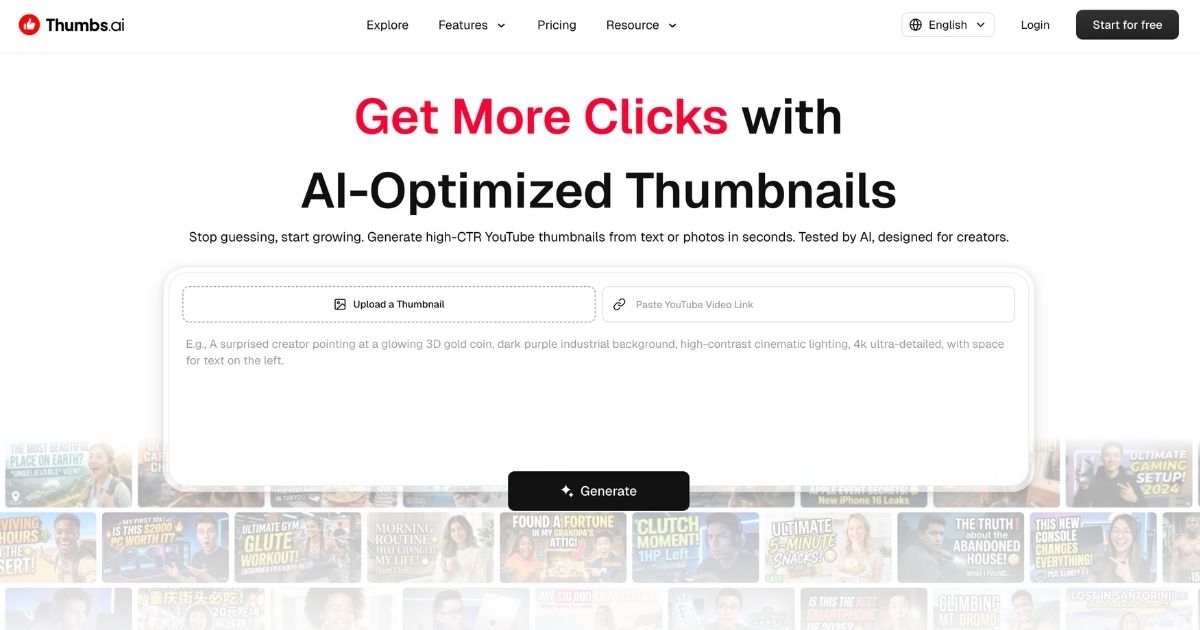 Thumbs.ai: AI YouTube Thumbnail Generator
