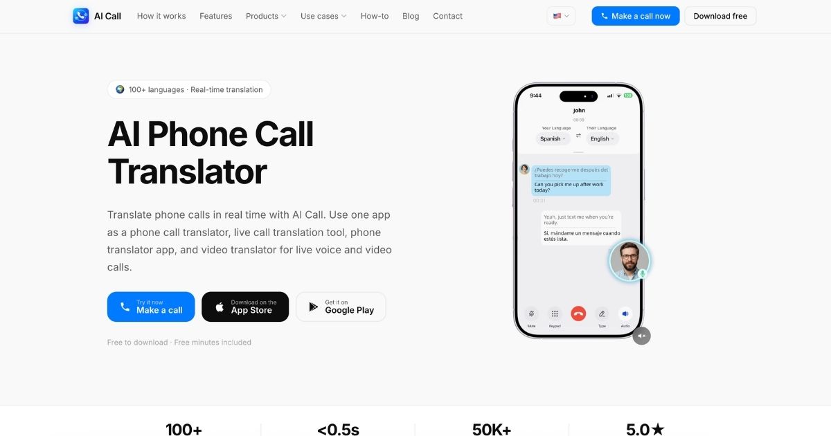 1 AI Call: Real-Time Phone Translator
