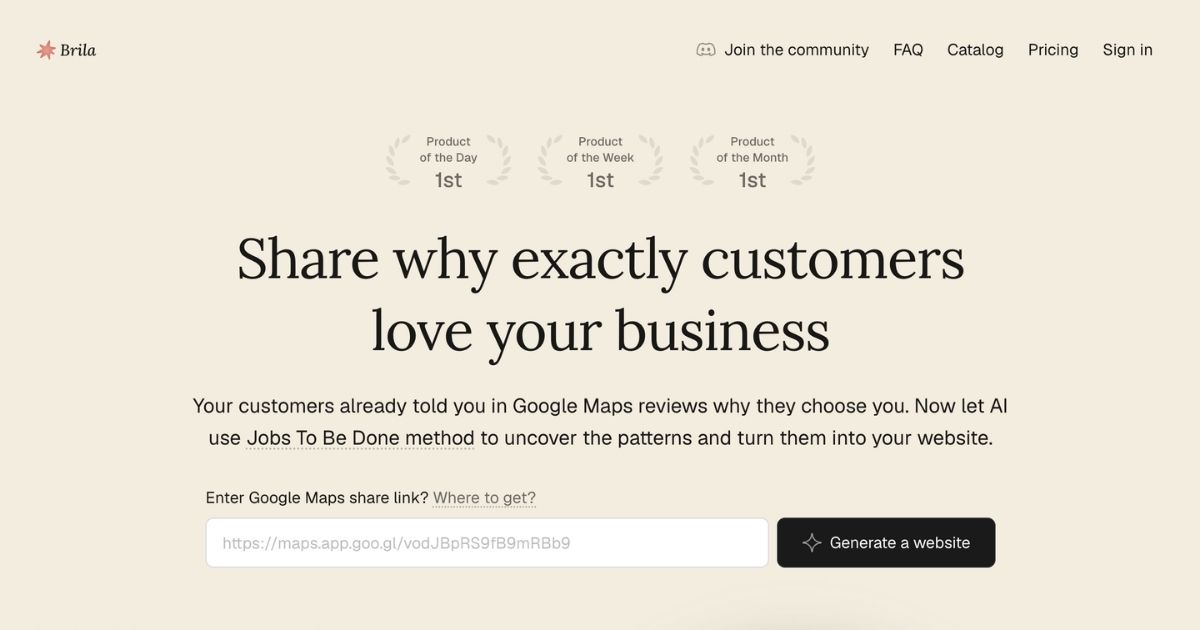 Brila: AI Website Builder with Customer Reviews
