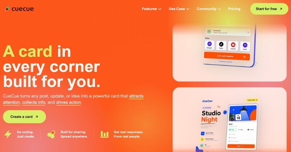 CueCue: Versatile Platform for Interactive Web Cards