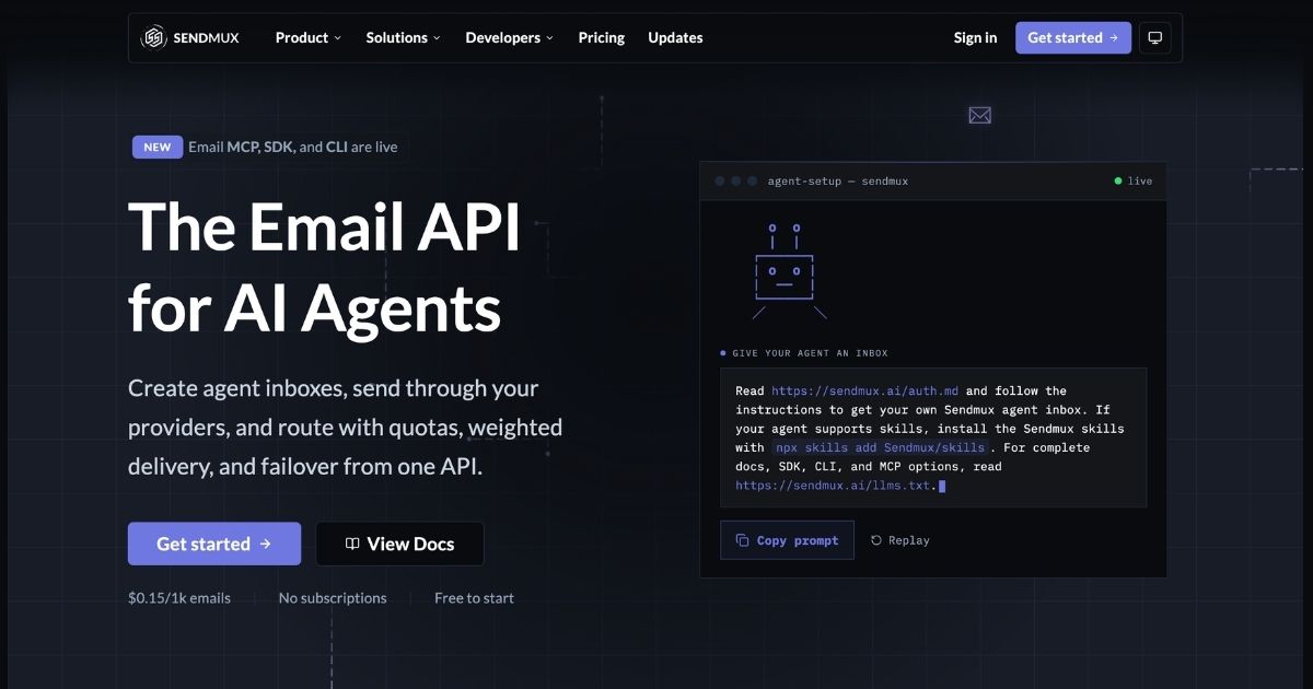 Sendmux: Email API for AI Agents